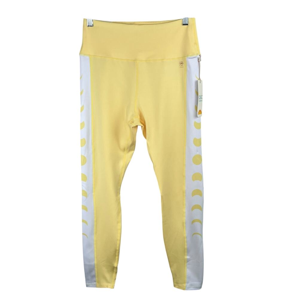 C&C California Pale Banana Yellow Workout Leggings 7/8 Ankle XL NWT